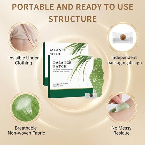 رقعة التوازن، رقعة عشبية يابانية للمعدة، مكونات نباتية، تعزز راحة البطن، تصميم غير مهيج، تصميم لاصق مريح، استخدام موضعي سهل (صندوقان - 10 رقع) in Kuwait