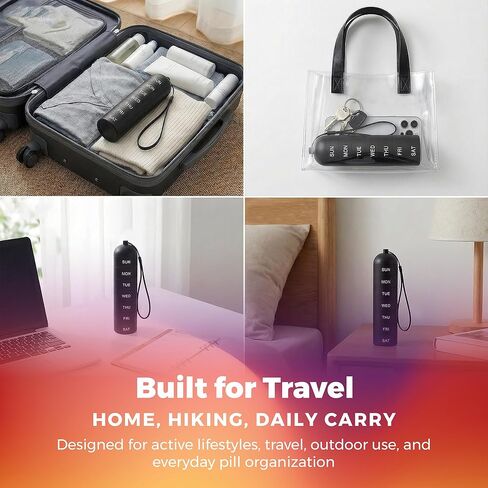 منظم حبوب دواء معدني مقاوم للرطوبة لمدة 7 أيام - صندوق حبوب دواء أسبوعي من سبائك الألومنيوم مع أختام دائرية محكمة الغلق، مقصورات كبيرة قابلة للتكديس، حقيبة طبية متينة خالية من مادة BPA للسفر والفيتامينات والمكملات الغذائية in Kuwait