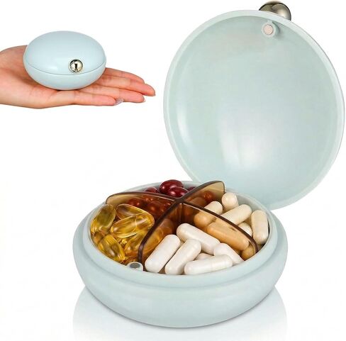 iplusmile Travel Pill Organizer for Purse, Aesthetic Daily Pill Case with 4 Compartments, Moisture Proof Portable Medicine Box for Large Vitamins, Fish Oil & Supplements (Beige) in Saudi Arabia