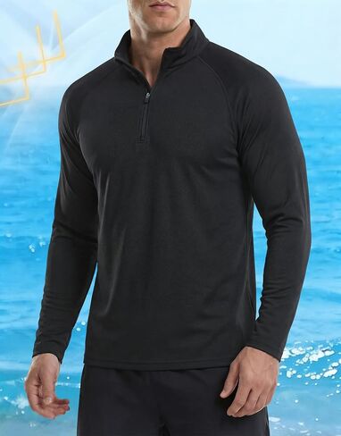 رجال UPF 50+ حماية من أشعة الشمس واقي 1/4 pullover zip up الصيد الجري القمصان in Saudi Arabia