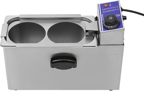 Commercial Electric Pasta Cooker Machine, Dual-Basket Noodle Cooker 1.2KW, 86-230°F Adjustable, Stainless Steel Countertop Design, for Restaurants Cafes Food Trucks in Kuwait