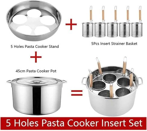 Commercial Pasta Cooker Set W/Insert Strainer Basket,Home Kitchen Stock Pot Restaurant Steamer in Saudi Arabia