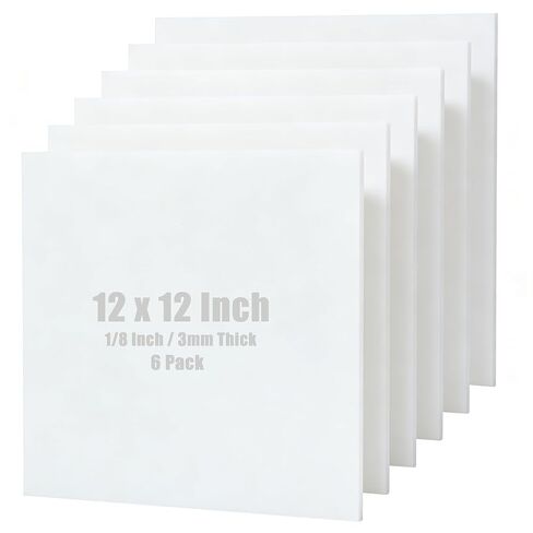 JMIATRY 6 عبوات من ورق الأكريليك الأبيض بسمك 1/8 بوصة - 3 مم 12 × 12 بوصة من ورق شبكي 32% صفائح أكريليك بيضاء شفافة غير لامعة لوحة مربعة للعلامات والإضاءة والحرف اليدوية اليدوية in Saudi Arabia