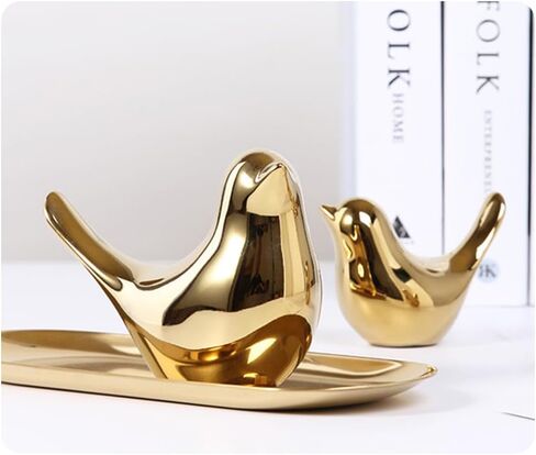 2 Pieces Decor Ceramic Bird Figurines Small Bird Statues Home Decor Modern Style Figurine Decor for Living Room,Bedroom,Desk,Bookshelf,Shelf,Coffee Table, Fireplace Mantel (White) in Saudi Arabia