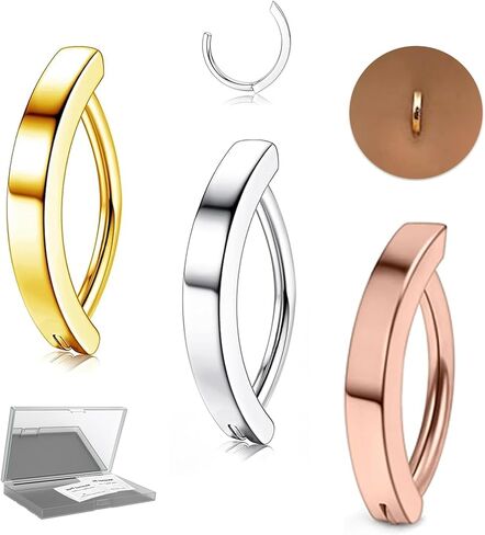 14G belly button ring Clicker belly ring - Surgical Steel, Mirror Travel Case & Waterproof Pouch Options in Kuwait