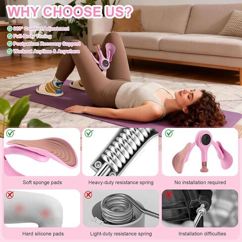 Thigh Trainer for Women, 0-70LB Adjustable Resistance Inner Thigh Exerciser with LED Display, Pelvic Floor Muscle Repair Devices with Resistance Band, Kegel Workout Equipment for Shaping at Home in Saudi Arabia