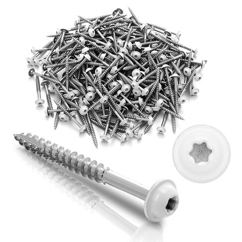 Frienda 2 Pound White Cabinet Screws Self Tapping Wood Star Drive Head Wood Lag Screws for Wall Cabinet, Furniture, Siding and Trim Plates Construction(#9 x2-1/2 Inch) in Saudi Arabia