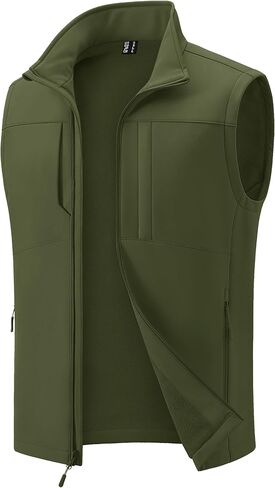MAGCOMSEN Men's Lightweight Softshell Vest Outerwear Windproof Fleece Lined Zip Up Sleeveless Jacket for Golf Running Hiking in Saudi Arabia