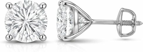 The Diamond Deal IGI Certified .50 to 5.00 Carat Round Brilliant Lab-Grown Diamond 4-Prong Stud Earrings in 14k Yellow, White or Rose Gold With Screw Back Closure in Kuwait