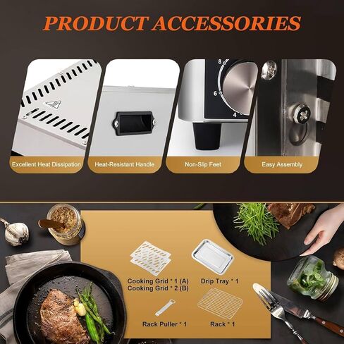 Electric Steak Broiler, Indoor Commercial Steak Grill Automatic Steak Broiler, Time Temperature Adjustable, 1472°f Stainless Steel Steak Cooker, Electric Grill for Beef Chicken Vegetables,B in Saudi Arabia