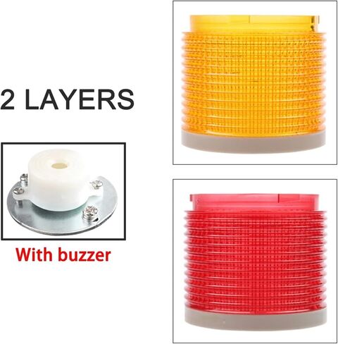 2 طبقة كهرمان أحمر LED كومة ضوء تحذير مصباح صناعي للآلة DC24V 12 فولت AC220V 110 فولت نوع وامض ثابت (التيار المتناوب 110 فولت-220 فولت الجرس) in Kuwait