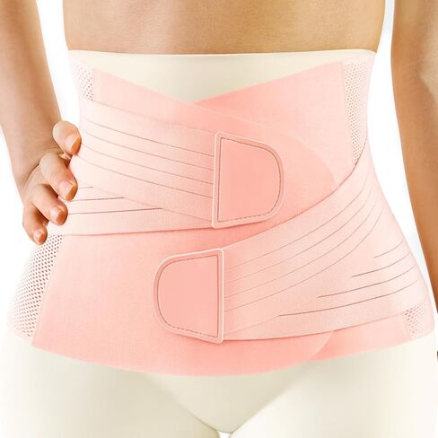 FREETOO Postpartum Belly Band Wrap for Women,Abdominal Binder Post Surgery with Ergonomical Back Support,C Section Belly Binder Post Partum,Stomach Binder Postpartum with Adjustable Compression,M,Pink in Saudi Arabia
