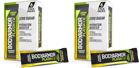 عبوات بوديارمور فلاش 4 بالكهرباء، عنب - مزيج مشروب خالي من السكر، عبوات خدمة فردية، مسحوق ماء جوز الهند (6 قطع) in Kuwait