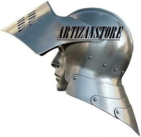 ARTIZANSTORE Medieval Knight Steel Medieval Knight Sallet Great Templar Helmet Reenactment Replica in Saudi Arabia