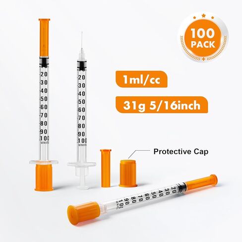 100 عبوة 1 مل/سم مكعب 31 جرام 5/16 بوصة، محاقن مختبرية، عبوة فردية in Kuwait