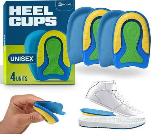Pack of 4 Heel Cups to Correct Plantar Fasciitis and Calcaneo Spur – Silicone Insoles for Men and Women – Gel Spur Pad – Unisex – (Gray, Size M (Women's 6-11.5 | Men's 4-10.5)) in Saudi Arabia