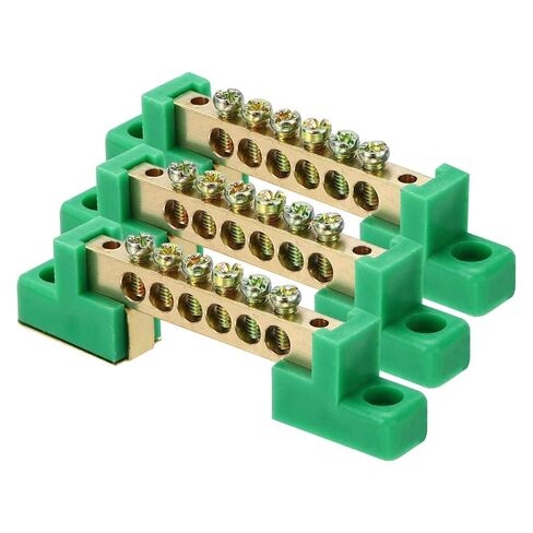 MECCANIXITY 3 قطع قضيب أرضي طرفي، 6 مواضع شريط ناقل نحاسي لولبي، كتلة طرفية أرضية 6 × 12 مم للمعدات الكهربائية، صندوق التوزيع، أخضر in Saudi Arabia