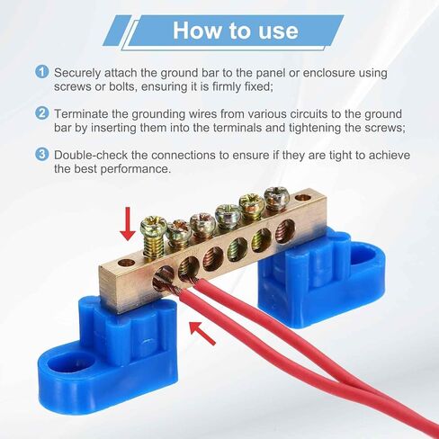 MECCANIXITY 3 قطع قضيب أرضي طرفي، 6 مواضع شريط ناقل نحاسي لولبي، كتلة طرفية أرضية 6 × 12 مم للمعدات الكهربائية، صندوق التوزيع، أخضر in Saudi Arabia