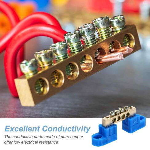 MECCANIXITY 3 قطع قضيب أرضي طرفي، 6 مواضع شريط ناقل نحاسي لولبي، كتلة طرفية أرضية 6 × 12 مم للمعدات الكهربائية، صندوق التوزيع، أخضر in Saudi Arabia