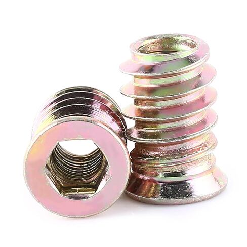 M6*17mm Wood Nut, 20Pcs Hex Socket Drive Insert Nuts Carbon Steel Hex Drive Head Nut Threaded Inserts for Wood Furniture in Saudi Arabia