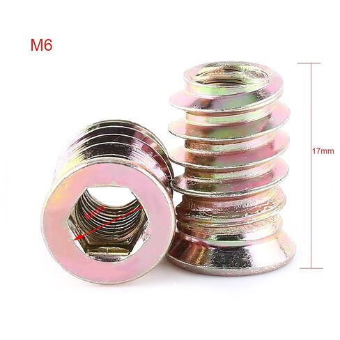M6*17mm Wood Nut, 20Pcs Hex Socket Drive Insert Nuts Carbon Steel Hex Drive Head Nut Threaded Inserts for Wood Furniture in Saudi Arabia