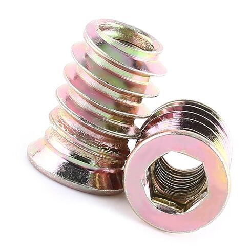 M6*17mm Wood Nut, 20Pcs Hex Socket Drive Insert Nuts Carbon Steel Hex Drive Head Nut Threaded Inserts for Wood Furniture in Saudi Arabia