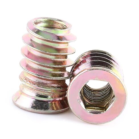 M6*17mm Wood Nut, 20Pcs Hex Socket Drive Insert Nuts Carbon Steel Hex Drive Head Nut Threaded Inserts for Wood Furniture in Saudi Arabia