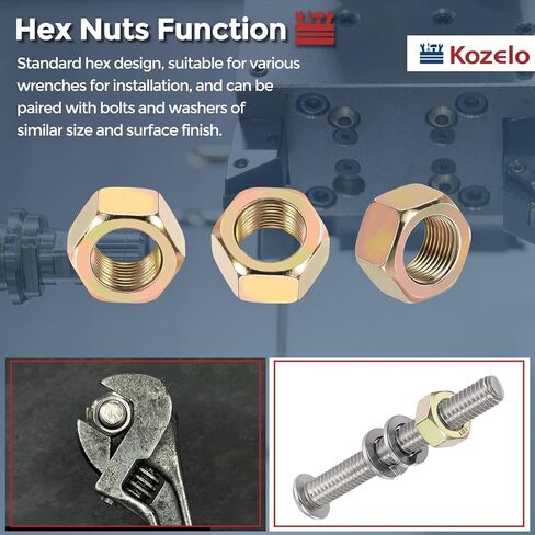 5pcs Hex Nuts - [3/4"-16] Carbon Steel Grade 8 Hardware Nuts for Mechanical Repair & Assembly, Standard Inch Fine Thread Nut, Yellow, ASME/ANSI B 18.2.2 in Kuwait