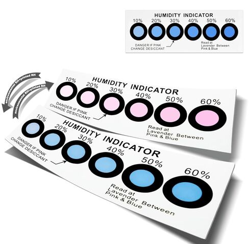50 Pack Humidity Indicator Cards, 6 Spot 10-60% Blue to Pink, Humidity Strips, Reusable Packs Accurate Monitoring for Jars, Curing Bags, Storage and Long Preservation in Saudi Arabia