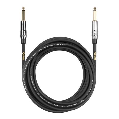 Guitar Cable 15 ft, 22AWG Shielded, Tangle-Free PVC Jacket, Chrome Zinc Alloy Shell, Electric bass Guitar AMP Cord, 1/4 Inch 6.35mm TS Straight Male to Male Instrument Cable in Kuwait