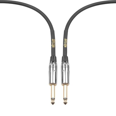 Guitar Cable 15 ft, 22AWG Shielded, Tangle-Free PVC Jacket, Chrome Zinc Alloy Shell, Electric bass Guitar AMP Cord, 1/4 Inch 6.35mm TS Straight Male to Male Instrument Cable in Kuwait