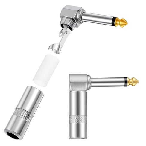 2 Pack Right Angle Plug Adapter, 1/4 Inch TS Mono Plug, 90 Degree PlugAdapter, Solder Type DIY Audio Connector, Metal Housing for Guitar Speaker Microphone Cable Repair in Saudi Arabia