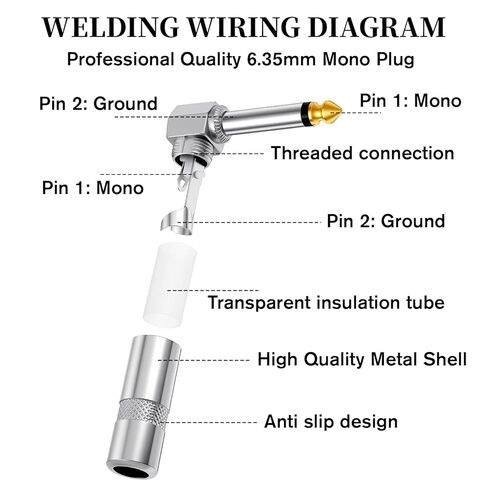 2 Pack Right Angle Plug Adapter, 1/4 Inch TS Mono Plug, 90 Degree PlugAdapter, Solder Type DIY Audio Connector, Metal Housing for Guitar Speaker Microphone Cable Repair in Saudi Arabia