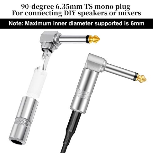 2 Pack Right Angle Plug Adapter, 1/4 Inch TS Mono Plug, 90 Degree PlugAdapter, Solder Type DIY Audio Connector, Metal Housing for Guitar Speaker Microphone Cable Repair in Saudi Arabia
