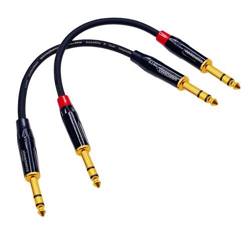 Sam&Johnny Professional TRS Cable 1/4 Inch (6 Inch, 2-Pack) - Gold-Plated Balanced Audio Cable for Guitar, Keyboard, Mixer, Studio Monitors in Saudi Arabia