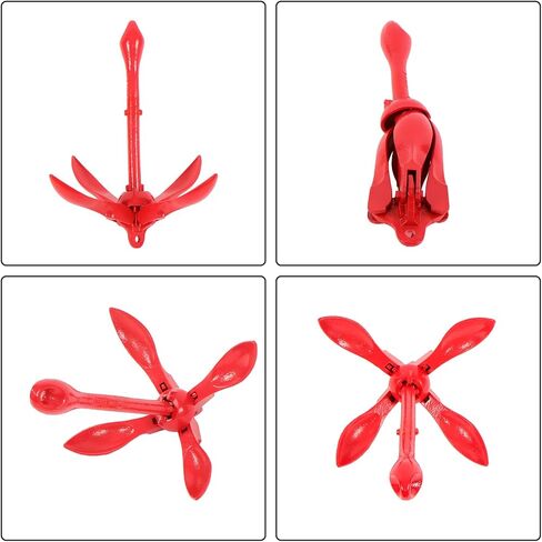 waltyotur 1 Pack 7.05 lb Red Marine Kayak Folding Grapnel Anchor Kit for Small Boats Kayaks Canoe Paddle Boards in Kuwait