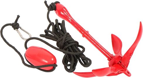 waltyotur 1 Pack 7.05 lb Red Marine Kayak Folding Grapnel Anchor Kit for Small Boats Kayaks Canoe Paddle Boards in Kuwait