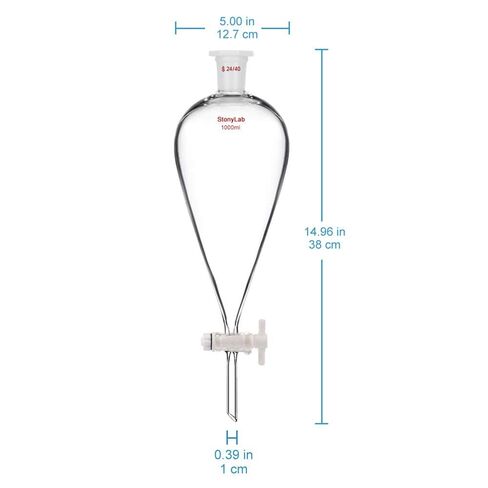 stonylab Separatory Funnel and Lab Stand Set Bundle, Conical Separatory Funnel with 24/40 Joints and PTFE Stopcock - 1L and Laboratory Stand Support Metalware Steel Support Stand in Saudi Arabia