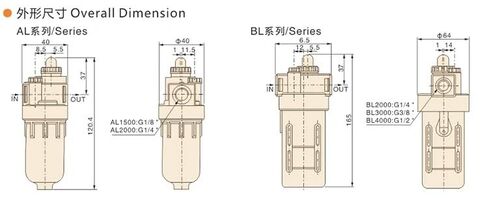 وحدة المعالجة مشحم هوائي 1/4 بوصة BSPP AL2000 نوع زيت الماء مشحم الهواء in Kuwait