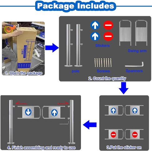 Automatic Closing Stainless Steel Pedestrian Gate - 87" Wide Security Swing Door for Libraries, Stores, Factories, & Outdoor Areas - Durable, Spring-Loaded Access Barrier in Saudi Arabia