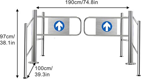 بوابة سوينغ سوبر ماركت من الفولاذ المقاوم للصدأ تُغلق تلقائيًا، بوابة أمان مقاس 74.8 بوصة مع حاجز حماية لتصدير الاستيراد - متينة وآمنة وسهلة الوصول in Kuwait