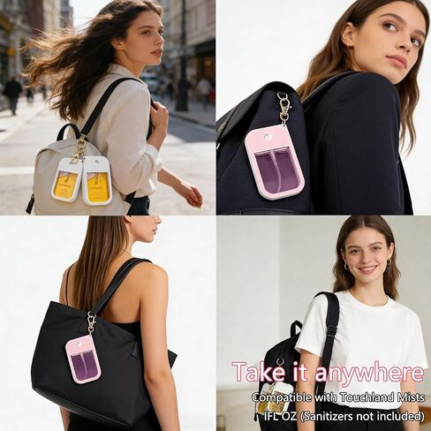 حافظة سيليكون واقية لمطهر اليد Touchland مع سلسلة المفاتيح | متوافق مع باور ميست آند جلو ميست 1 أونصة سائلة | قبضة مضادة للانزلاق، كم غطاء السفر in Kuwait