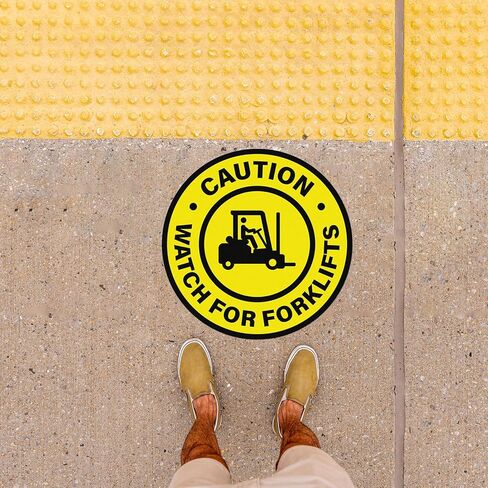 Watch For Forklifts Sign Vinyl Self-Adhesive 17 Inch Traffic Caution for Forklift Waterproof Look Out Floor Sticker Waring Decal for Office Work Site Warehouse Shop Area 5 PCS in Saudi Arabia