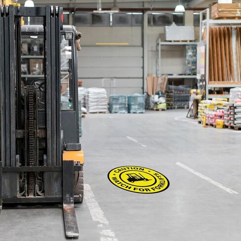 Watch For Forklifts Sign Vinyl Self-Adhesive 17 Inch Traffic Caution for Forklift Waterproof Look Out Floor Sticker Waring Decal for Office Work Site Warehouse Shop Area 5 PCS in Saudi Arabia