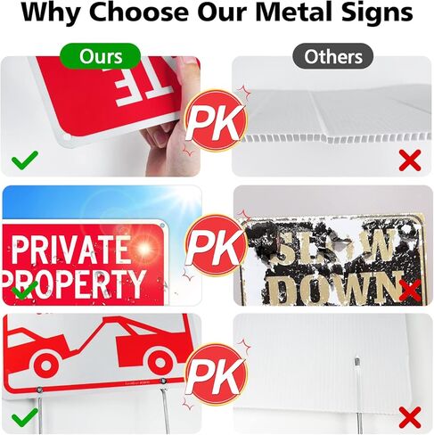 GicnKeuz 2 Pack No Parking Sign with H-stakes, Private Property Sign, 14"×10" Reflective Aluminum, Fade Resistant/Waterproof, Including Screws, Easy to Install, Outdoor Use in Saudi Arabia