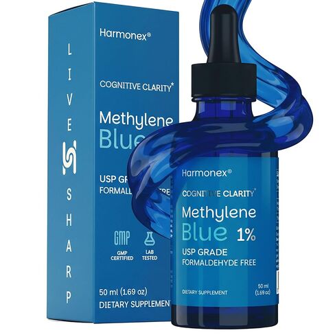 Methylene Blue Drops 1% USP Grade – Mental Clarity & Cellular Energy Support – Pharmaceutical Grade, 3rd Party Tested, No Alcohol or Formaldehyde – Made in USA – 50 ml (1.7 oz) – Harmonex in Saudi Arabia