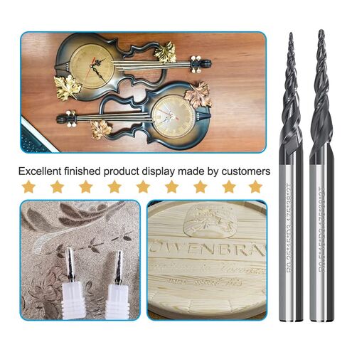 4pcs 2-Flute Tapered Ball Nose Spiral End Mill R0.25-R1.0 TiAIN Coated CNC Milling Cutter 3.175mm Shank Carbide Woodworking Engraving Bit in Saudi Arabia