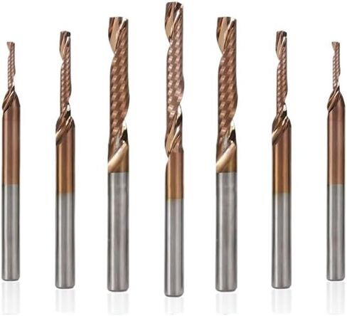 1pcs Solid Carbide CNC Spiral O Single Flute End Mill 1/8 Inch Shank 1 Down Cut Cutters Titanium Coating Engraving Bit(3.175x17x40mm) in Saudi Arabia