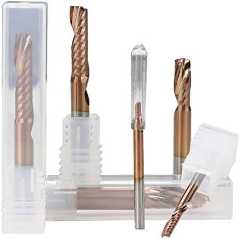 1pcs Solid Carbide CNC Spiral O Single Flute End Mill 1/8 Inch Shank 1 Down Cut Cutters Titanium Coating Engraving Bit(3.175x17x40mm) in Saudi Arabia
