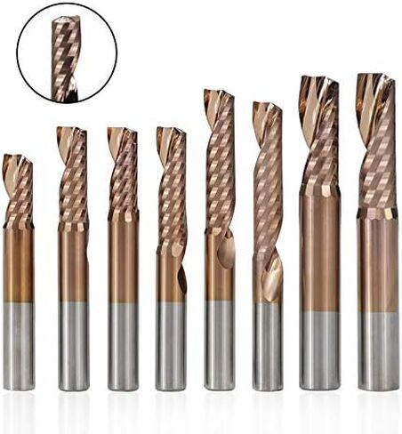 1pcs Solid Carbide CNC Spiral O Single Flute End Mill 1/8 Inch Shank 1 Down Cut Cutters Titanium Coating Engraving Bit(3.175x17x40mm) in Saudi Arabia